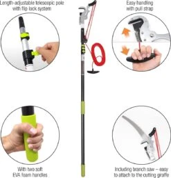 Iceberk Snoeischaar + Snoeizaag (1,45 - 3,70 M) - Telescopische Snoeischaar Voor Het Snoeien Van Bomen En Dichte Struiken Zonder Ladder -Tuingereedschap Winkel 1157x1200