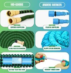 MD-Goods ® Super Sterk Uitrekbare Tuinslang Tot 30 Meter + GRATIS Tas En Koppelstuk - Tuinsproeier - Tuin Besproeien - Waterslang - Sproeikop - Groen - Flexibel Elastisch -Tuingereedschap Winkel 1169x1200 2