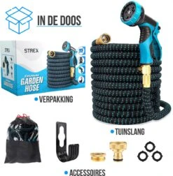 Strex Flexibele Tuinslang 15M Met Sproeikop - Uitrekbaar - Incl. Koppelingen, Ophanghaak & Opbergzak -Tuingereedschap Winkel 1176x1200 3
