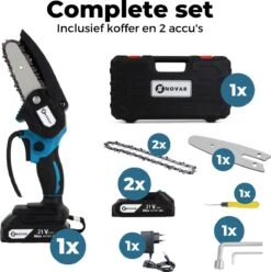 NovarGarden® Mini Kettingzaag NG1 - Met 2x Accu - Takkenzaag - Snoeizaag - Electrisch - Handzaag - Boomzaag - 21V -Tuingereedschap Winkel 1193x1200 5