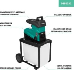 VONROC Stille Hakselaar/Shredder 2800W – Voor Takken Tot Ø45mm – Incl. 60L Opvangbak & Duwstok -Tuingereedschap Winkel 1200x1134 1