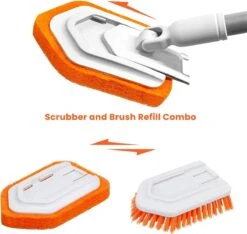 Merkloos Vloerschrobber - Bad Tegel Borstel Scrubber - Met 107cm Verstelbaar Lange - Voor Reiniging Badkamer Keuken Keramische Tegel - Oranje -Moederdag Cadeautje -Tuingereedschap Winkel 1200x1138