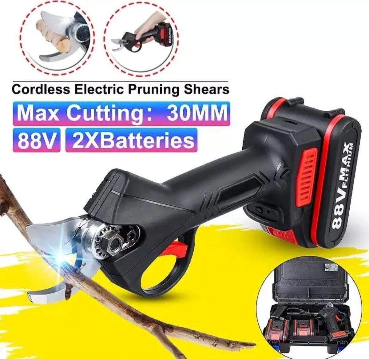 Accu Snoeischaar-88 VOLT-9000 MAh-COMPLETE SET-Professioneel-Hovenier-Tuinman 6 Accu Snoeischaar-88 VOLT-9000 MAh-COMPLETE SET-Professioneel-Hovenier-Tuinman - Afbeelding 4