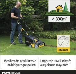 Powerplus POWXG7516 Elektrische Verticuteermachine - Mos Verwijderaar - 1800W - 360mm Maaibreedte- 45L Opvangbak - Incl. Gazonbeluchter/grasbeluchter -Tuingereedschap Winkel 1200x1177 10