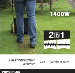 Powerplus POWXG7513 Elektrische Verticuteermachine - Mos Verwijderaar - 1400W - 320mm Maaibreedte - 45L Opvangbak - Incl. Gazonbeluchter/grasbeluchter -Tuingereedschap Winkel 1200x1177 11