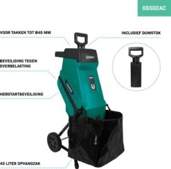 VONROC Hakselaar/Shredder 2500W – Voor Takken Tot Ø45mm – Incl. 45L Opvangzak & Duwstok -Tuingereedschap Winkel 1200x1179 8