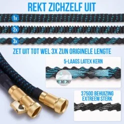 Strex Flexibele Tuinslang 15M Met Sproeikop - Uitrekbaar - Incl. Koppelingen, Ophanghaak & Opbergzak -Tuingereedschap Winkel 1200x1197 13