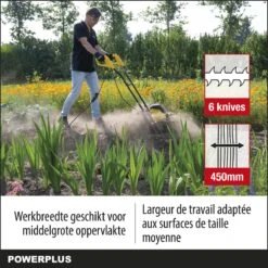 Powerplus POWXG72010 Tuinfrees - 1500W - Werkbreedte 450mm - Werkdiepte Max. 220mm - Incl. 6 Messen En Wielen -Tuingereedschap Winkel 1200x1200 104