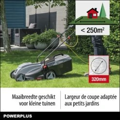 Powerplus POWEG63703 Elektrische Grasmaaier - Grasmachine Voor Kleine Tuin - 1000 W - 32cm Maaibreedte - 30L Opvangbak - Verstelbare Maaihoogte -Tuingereedschap Winkel 1200x1200 1063