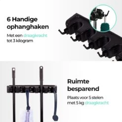 CLEANLY® Bezemhouder - Ophangsysteem Voor Tuingereedschap - Bezem Ophangsysteem - Gereedschapshouder Met Ophanghaken - ABS -Tuingereedschap Winkel 1200x1200 116