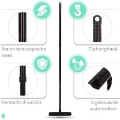 CLEANLY® Rubberen Bezem Met Vloerwisser - Kappersbezem - Zachte Bezem Binnen & Buiten - Vloertrekker Met Steel - 68-150 Cm -Tuingereedschap Winkel 1200x1200 130