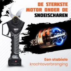 Reichlër® Elektrische Snoeischaar - 40 Mm Snijdiameter - 2x Accu - Anti-cut Functie - Heggenschaar - Takkenschaar - Zwart -Tuingereedschap Winkel 1200x1200 15