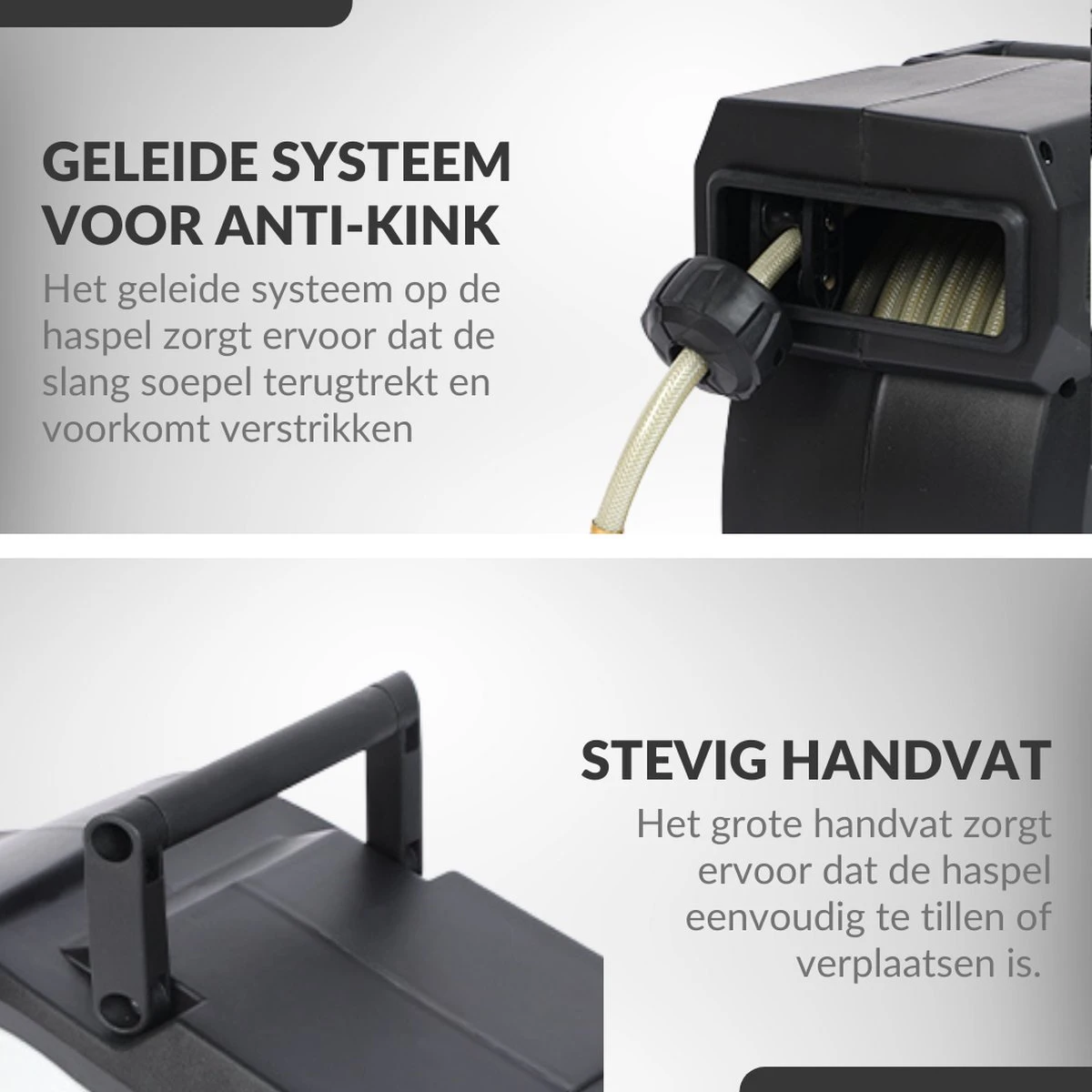 Buxibo - Wandslangenbox 20 Meter + 2 Meter - Tuinslang Met Haspel - 9 Sproei Standen - Slangenhouder 180° Draaibaar - Tuinslanghaspel Zwart+ Gratis Sproeier - Zwart 9 Buxibo - Wandslangenbox 20 Meter + 2 Meter - Tuinslang Met Haspel - 9 Sproei Standen - Slangenhouder 180° Draaibaar - Tuinslanghaspel Zwart+ Gratis Sproeier - Zwart - Afbeelding 7