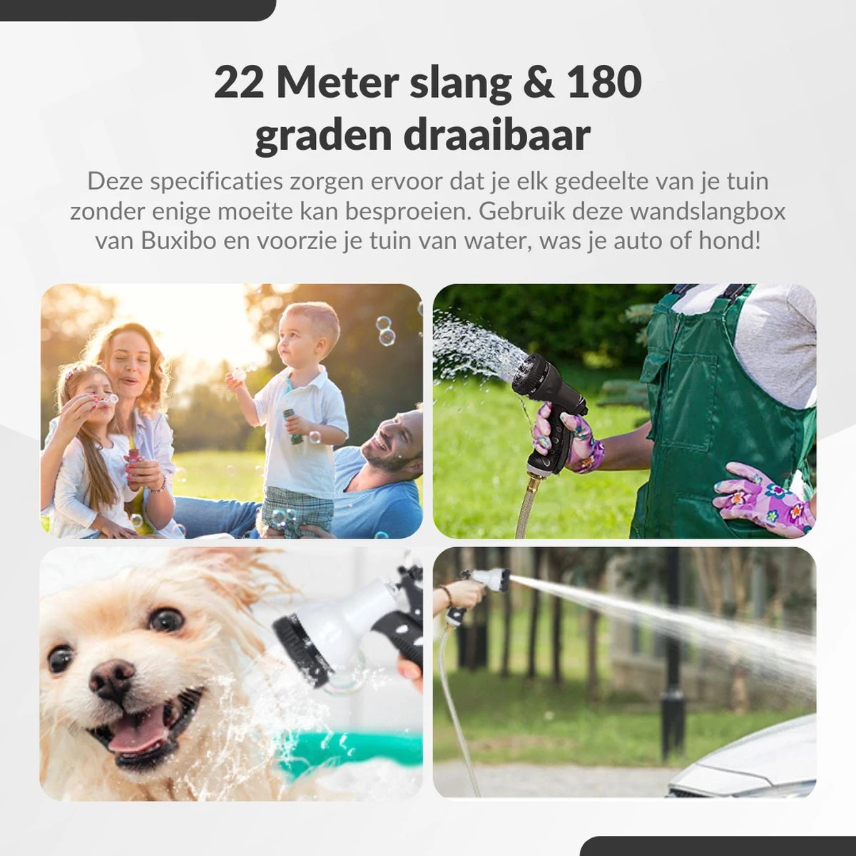 Buxibo - Wandslangenbox 20 Meter + 2 Meter - Tuinslang Met Haspel - 9 Sproei Standen - Slangenhouder 180° Draaibaar - Tuinslanghaspel Zwart+ Gratis Sproeier - Zwart 16 Buxibo - Wandslangenbox 20 Meter + 2 Meter - Tuinslang Met Haspel - 9 Sproei Standen - Slangenhouder 180° Draaibaar - Tuinslanghaspel Zwart+ Gratis Sproeier - Zwart - Afbeelding 14