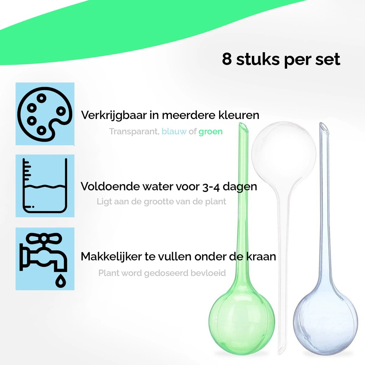 Waterdruppelaar Set Van 8 Stuks Voor Planten Transparant - Waterdruppelaar Voor Kamerplanten – Waterbol - Waterdruppelaar Voor Planten - Watergeefsysteem 4 Waterdruppelaar Set Van 8 Stuks Voor Planten Transparant - Waterdruppelaar Voor Kamerplanten – Waterbol - Waterdruppelaar Voor Planten - Watergeefsysteem - Afbeelding 2