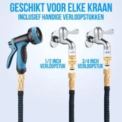 Strex Flexibele Tuinslang 15M Met Sproeikop - Uitrekbaar - Incl. Koppelingen, Ophanghaak & Opbergzak -Tuingereedschap Winkel 1200x1200 597