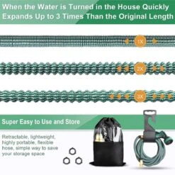 IBright Extra Sterke Uitrekbare Tuinslang - Flexibel - 15 Meter - Inclusief Opbergtas ,Sproeier ,Koppelstuk En Ophanghaak - Groen -Tuingereedschap Winkel 1200x1200 601