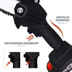 Zenway - Mini Kettingzaag - Snoeizaag - Kettingzaag - Kettingzaag Elektrisch Met 1 Accu- Inclusief Koffer - 1 Extra Accu - Zwart -Tuingereedschap Winkel 1200x1200 713
