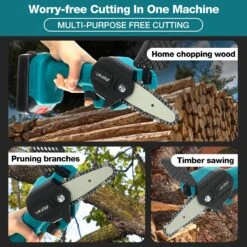 Merkloos Mini Accu Kettingzaag - 4 Inch Elektrische Boomzaag - Handkettingzaag - Met 2 Accu En 1 Oplader - Voor Tuinboom Ranch Bomen Snijden Hout- Blauw -Tuingereedschap Winkel 1200x1200 819