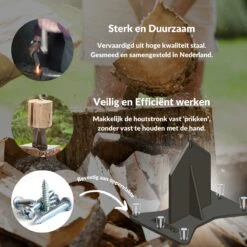 Miseru Houtklover – Geen Bijl Nodig – No Axe - Houtsplijter – Houtkliever – HANDMADE In Holland - Houtklover Voor Aanmaakhout – Metaal -Tuingereedschap Winkel 1200x1200 889