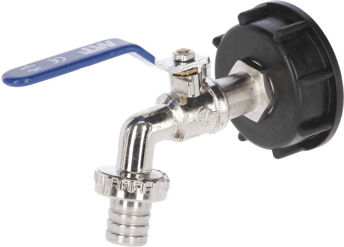 Puteus Adapter Voor IBC-containers - 3/4 Schroefdraad - Kogelkraan Met Slangaansluiting 3 Puteus Adapter Voor IBC-containers - 3/4 Schroefdraad - Kogelkraan Met Slangaansluiting