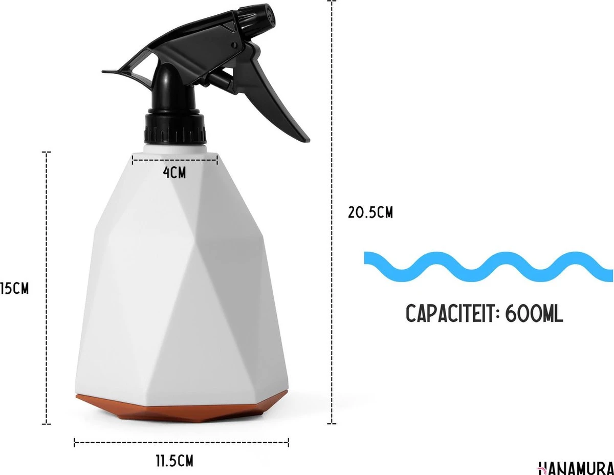 Hanamura Plantenspuit – Sprayflacon – Waterverstuiver – Wit – 600ml 4 Hanamura Plantenspuit – Sprayflacon – Waterverstuiver – Wit – 600ml - Afbeelding 2