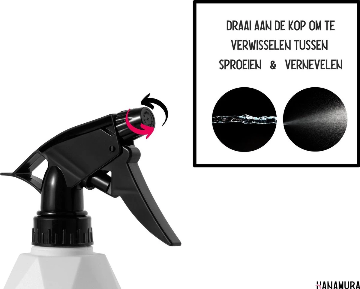 Hanamura Plantenspuit – Sprayflacon – Waterverstuiver – Wit – 600ml 6 Hanamura Plantenspuit – Sprayflacon – Waterverstuiver – Wit – 600ml - Afbeelding 4