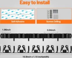 BOTC Bezemhouder - 5 Houders 6 Haken - Gereedschapshouder - Zeflklevend - Bezem Ophangsysteem - Ophanghaken - Tuingereedschap -Tuingereedschap Winkel 1200x966