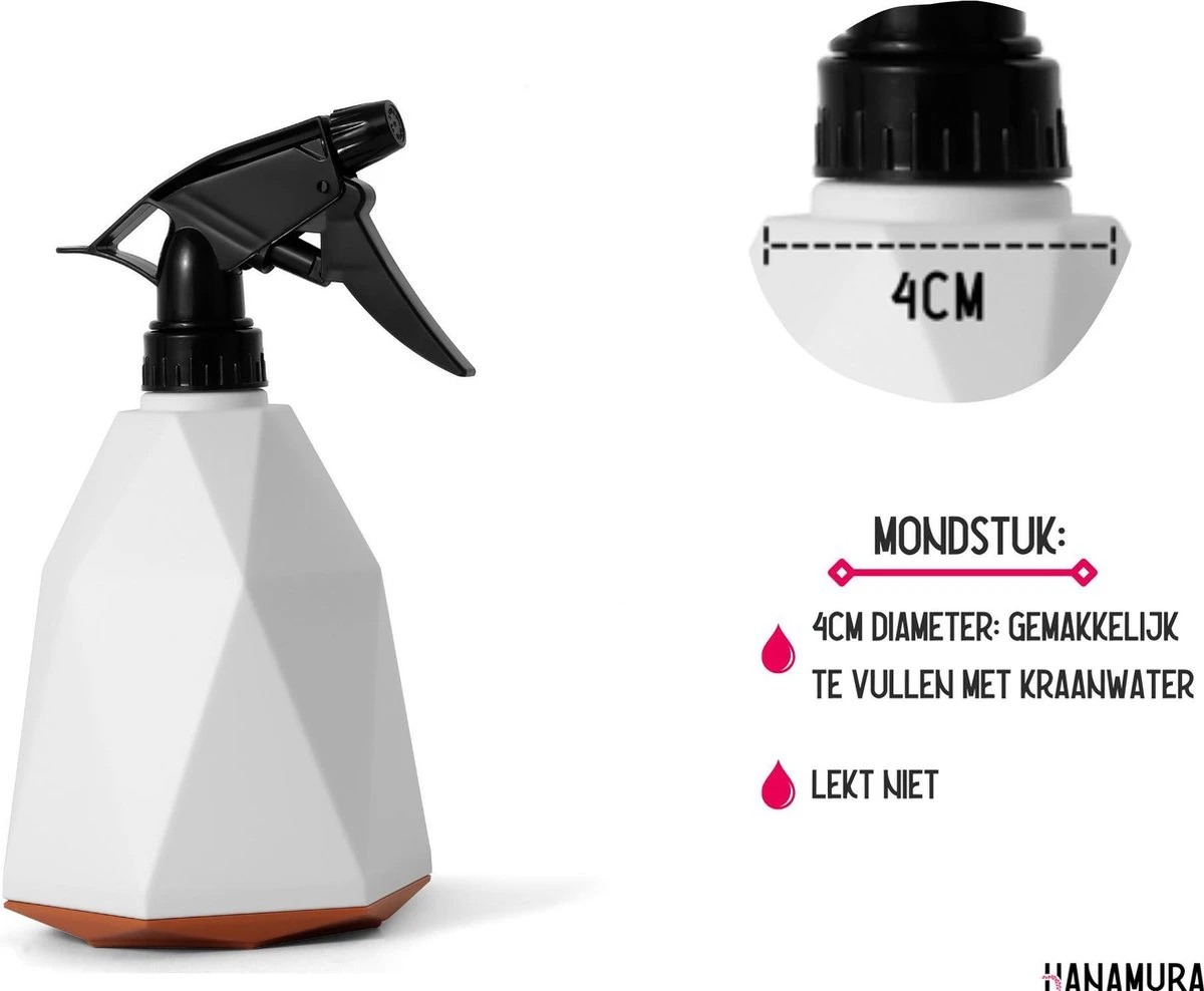 Hanamura Plantenspuit – Sprayflacon – Waterverstuiver – Wit – 600ml 5 Hanamura Plantenspuit – Sprayflacon – Waterverstuiver – Wit – 600ml - Afbeelding 3