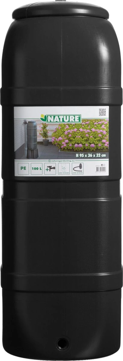 Nature - Slimline - Regenton - 100L - H96 X 32 X 36cm - Zwart 3 Nature - Slimline - Regenton - 100L - H96 X 32 X 36cm - Zwart