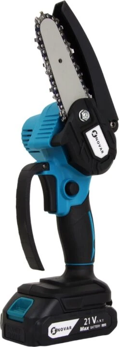 NovarGarden® Mini Kettingzaag NG1 - Met 2x Accu - Takkenzaag - Snoeizaag - Electrisch - Handzaag - Boomzaag - 21V -Tuingereedschap Winkel 414x1200