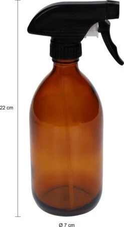 QUVIO Sprayfles - Spuitfles - Plantenspuit - Schoonmaak Spuit - Huishoudspray - Leeg/Hervulbaar - Kamerspray - Allesreiniger - Glazen Sprayflacon - Waterspuit - Kappersspuit - 500 Ml - Glas - Bruin - Zwart -Tuingereedschap Winkel 656x1200